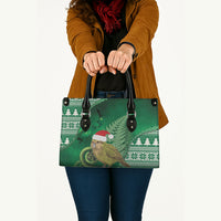 New Zealand Kakapo Christmas In July Leather Bag Silver Fern Santa Xmas Green Color