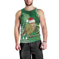 New Zealand Kakapo Christmas In July Men Tank Top Silver Fern Santa Xmas Green Color