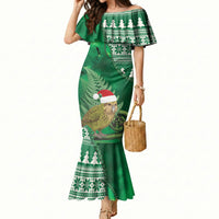 New Zealand Kakapo Christmas In July Mermaid Dress Silver Fern Santa Xmas Green Color LT22 Women Green - Polynesian Pride