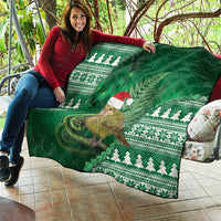 New Zealand Kakapo Christmas In July Quilt Silver Fern Santa Xmas Green Color