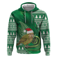 New Zealand Kakapo Christmas In July Zip Hoodie Silver Fern Santa Xmas Green Color