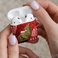 New Zealand Kakapo Christmas In July AirPods Case Silver Fern Santa Xmas Red Color