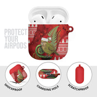 New Zealand Kakapo Christmas In July AirPods Case Silver Fern Santa Xmas Red Color