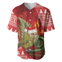 New Zealand Kakapo Christmas In July Baseball Jersey Silver Fern Santa Xmas Red Color