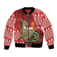 New Zealand Kakapo Christmas In July Bomber Jacket Silver Fern Santa Xmas Red Color