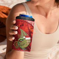 New Zealand Kakapo Christmas In July 4 in 1 Can Cooler Tumbler Silver Fern Santa Xmas Red Color