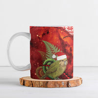 New Zealand Kakapo Christmas In July Ceramic Mug Silver Fern Santa Xmas Red Color