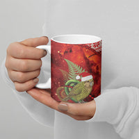 New Zealand Kakapo Christmas In July Ceramic Mug Silver Fern Santa Xmas Red Color