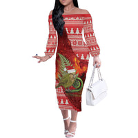 New Zealand Kakapo Christmas In July Family Matching Off The Shoulder Long Sleeve Dress and Hawaiian Shirt Silver Fern Santa Xmas Red Color