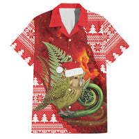 New Zealand Kakapo Christmas In July Family Matching Tank Maxi Dress and Hawaiian Shirt Silver Fern Santa Xmas Red Color LT22 Dad's Shirt - Short Sleeve Red - Polynesian Pride