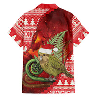 New Zealand Kakapo Christmas In July Family Matching Tank Maxi Dress and Hawaiian Shirt Silver Fern Santa Xmas Red Color LT22 Dad's Shirt - Long Sleeve Red - Polynesian Pride