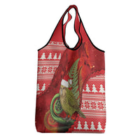 New Zealand Kakapo Christmas In July Grocery Bag Silver Fern Santa Xmas Red Color
