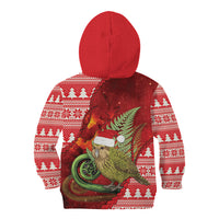 New Zealand Kakapo Christmas In July Kid Hoodie Silver Fern Santa Xmas Red Color