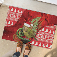 New Zealand Kakapo Christmas In July Rubber Doormat Silver Fern Santa Xmas Red Color