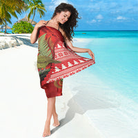 New Zealand Kakapo Christmas In July Sarong Silver Fern Santa Xmas Red Color