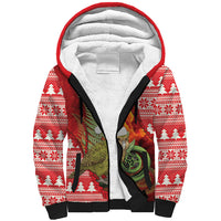 New Zealand Kakapo Christmas In July Sherpa Hoodie Silver Fern Santa Xmas Red Color