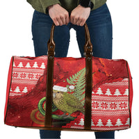 New Zealand Kakapo Christmas In July Travel Bag Silver Fern Santa Xmas Red Color