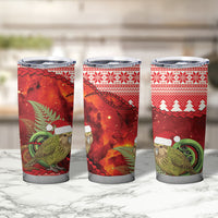 New Zealand Kakapo Christmas In July Tumbler Cup Silver Fern Santa Xmas Red Color