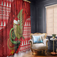 New Zealand Kakapo Christmas In July Window Curtain Silver Fern Santa Xmas Red Color