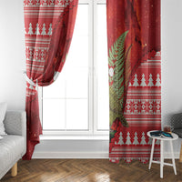 New Zealand Kakapo Christmas In July Window Curtain Silver Fern Santa Xmas Red Color