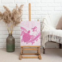 Breast Cancer Awareness Canvas Wall Art Pink Ribbon Turtle Polynesian Pattern White
