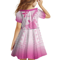 Breast Cancer Awareness Personalised Family Matching Summer Maxi Dress and Hawaiian Shirt Pink Ribbon Turtle Polynesian Pattern White