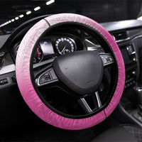Breast Cancer Awareness Steering Wheel Cover Pink Ribbon Turtle Polynesian Pattern White