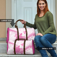 Breast Cancer Awareness Travel Bag Pink Ribbon Turtle Polynesian Pattern White