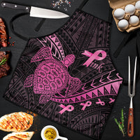 Breast Cancer Awareness Apron Pink Ribbon Turtle Polynesian Pattern Black