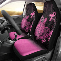 Breast Cancer Awareness Car Seat Cover Pink Ribbon Turtle Polynesian Pattern Black