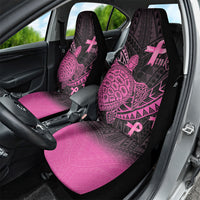 Breast Cancer Awareness Car Seat Cover Pink Ribbon Turtle Polynesian Pattern Black