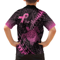 Breast Cancer Awareness Personalised Family Matching Mermaid Dress and Hawaiian Shirt Pink Ribbon Turtle Polynesian Pattern Black