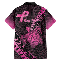 Breast Cancer Awareness Personalised Hawaiian Shirt Pink Ribbon Turtle Polynesian Pattern Black LT22 - Polynesian Pride