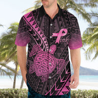 Breast Cancer Awareness Personalised Hawaiian Shirt Pink Ribbon Turtle Polynesian Pattern Black LT22 - Polynesian Pride