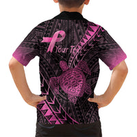Breast Cancer Awareness Personalised Hawaiian Shirt Pink Ribbon Turtle Polynesian Pattern Black LT22 - Polynesian Pride