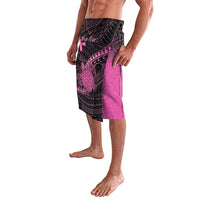 Breast Cancer Awareness Personalised Lavalava Pink Ribbon Turtle Polynesian Pattern Black