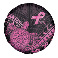 Breast Cancer Awareness Spare Tire Cover Pink Ribbon Turtle Polynesian Pattern Black LT22 - Polynesian Pride