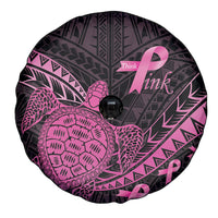 Breast Cancer Awareness Spare Tire Cover Pink Ribbon Turtle Polynesian Pattern Black LT22 - Polynesian Pride