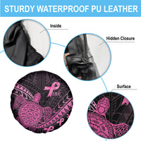 Breast Cancer Awareness Spare Tire Cover Pink Ribbon Turtle Polynesian Pattern Black LT22 - Polynesian Pride