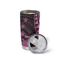 Breast Cancer Awareness Personalised Tumbler Cup Pink Ribbon Turtle Polynesian Pattern Black