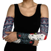 New Zealand Hei Tiki Christmas In July Arm Sleeves Pohutukawa Santa Xmas Polynesian Pattern LT22 - Polynesian Pride