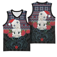 New Zealand Hei Tiki Christmas In July Basketball Jersey Pohutukawa Santa Xmas Polynesian Pattern LT22 - Polynesian Pride