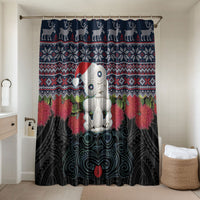 New Zealand Hei Tiki Christmas In July Bathroom Set Pohutukawa Santa Xmas Polynesian Pattern LT22 Shower Curtain Only Black - Polynesian Pride