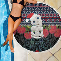 New Zealand Hei Tiki Christmas In July Beach Blanket Pohutukawa Santa Xmas Polynesian Pattern LT22 - Polynesian Pride