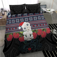 New Zealand Hei Tiki Christmas In July Bedding Set Pohutukawa Santa Xmas Polynesian Pattern LT22 - Polynesian Pride