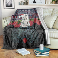 New Zealand Hei Tiki Christmas In July Blanket Pohutukawa Santa Xmas Polynesian Pattern LT22 Black - Polynesian Pride