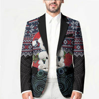 New Zealand Hei Tiki Christmas In July Blazer Pohutukawa Santa Xmas Polynesian Pattern LT22 - Polynesian Pride