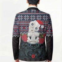 New Zealand Hei Tiki Christmas In July Blazer Pohutukawa Santa Xmas Polynesian Pattern LT22 - Polynesian Pride