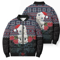 New Zealand Hei Tiki Christmas In July Bomber Puffer Jacket Pohutukawa Santa Xmas Polynesian Pattern LT22 - Polynesian Pride