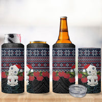 New Zealand Hei Tiki Christmas In July 4 in 1 Can Cooler Tumbler Pohutukawa Santa Xmas Polynesian Pattern LT22 - Polynesian Pride